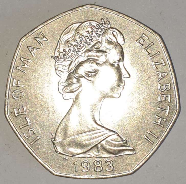 1983 - 50 PENCE - ISLE OF MAN - CHRISTMAS - NON-CIRCULATING COIN - RARE - KM# 107 COPPER-NICKEL